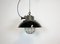 Industrial Black Enamel and Cast Iron Cage Pendant Light, 1950s, Image 1