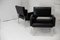 Black Leatherette Armchairs with Stainless Steel Legs, France, 1970s, Set of 2 4