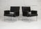 Black Leatherette Armchairs with Stainless Steel Legs, France, 1970s, Set of 2 19