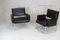 Black Leatherette Armchairs with Stainless Steel Legs, France, 1970s, Set of 2 6