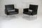Black Leatherette Armchairs with Stainless Steel Legs, France, 1970s, Set of 2 14