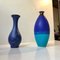 Vases Vintage en Grès Bleu, Scandinavie, Set de 2 1