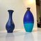Vintage Scandinavian Blue Stoneware Vases, Set of 2 1
