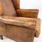 Vintage Worn Sheep Leather Wingback Armchair 3
