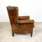 Vintage Worn Sheep Leather Wingback Armchair 2