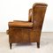 Vintage Worn Sheep Leather Wingback Armchair 6