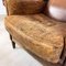 Vintage Worn Sheep Leather Wingback Armchair, Image 14