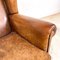 Vintage Worn Sheep Leather Wingback Armchair, Image 12