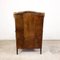 Vintage Worn Sheep Leather Wingback Armchair 4