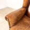 Vintage Worn Sheep Leather Wingback Armchair 11