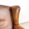 Vintage Worn Sheep Leather Wingback Armchair 9