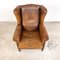 Vintage Worn Sheep Leather Wingback Armchair 8