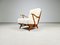 Solid Teak Armchair with Sheepskin Upholstery, 1960s, Image 1