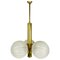 Mid-Century Golden 3-Arm Space Age Chandelier from Kaiser, 1960s, Germany, Image 1