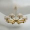 Large Brass Chandelier with 8 Icicle Glass Shades from Doria, 1960s 3