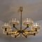 Large Brass Chandelier with 8 Icicle Glass Shades from Doria, 1960s 6