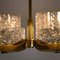 Lampadario grande in ottone con 8 paralumi in vetro ghiacciolo di Doria, anni '60, Immagine 11