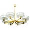 Large Brass Chandelier with 8 Icicle Glass Shades from Doria, 1960s 1