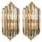 Venini Style Murano Glass and Gilt Brass Sconces, Italy, Set of 2 1