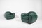 Art Deco Style Lounge Chairs in Green Leather, Denmark, 1960s, Image 1