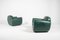 Art Deco Style Lounge Chairs in Green Leather, Denmark, 1960s, Image 3