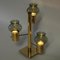 Norwegian Brass Candleholder with 3 Arms & Green Glass from Colseth, 1960s 3