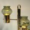 Norwegian Brass Candleholder with 3 Arms & Green Glass from Colseth, 1960s 4