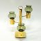 Norwegian Brass Candleholder with 3 Arms & Green Glass from Colseth, 1960s 9