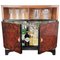 Art Deco Mid-Century Regency Italian Walnut, Burl & Mirror Dry Bar or Cabinet, 1950s 1
