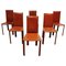 Red Leather Dining Chairs from De Couro Brazil, 1980s, Set of 6 1