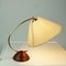 Moderne skandinavische Tischlampe aus Teak & Messing mit Lampenschirm aus Papier 2