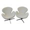 Swan White Leather Swivel Chairs by Arne Jacobsen, Set of 2 1