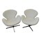 Swan White Leather Swivel Chairs by Arne Jacobsen, Set of 2, Image 1