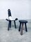 Spanish Brutalist Wooden Tripod Chair & Stool, 1960s, Set of 2, Image 12