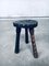 Sedia tripode e sgabello brutalista in legno, Spagna, anni '60, set di 2, Immagine 1