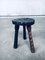 Spanish Brutalist Wooden Tripod Chair & Stool, 1960s, Set of 2 1