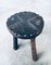 Spanish Brutalist Wooden Tripod Chair & Stool, 1960s, Set of 2, Image 2