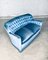 Vintage Hollywood Regency Style Baby Blue Velvet 2-Seat Sofa, 1950s, Image 3
