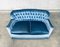 Blaublaues Vintage 2-Sitzer Sofa im Hollywood Regency Stil, 1950er 5
