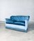 Blaublaues Vintage 2-Sitzer Sofa im Hollywood Regency Stil, 1950er 13