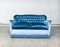 Vintage Hollywood Regency Style Baby Blue Velvet 2-Seat Sofa, 1950s 1