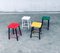 Mid-Century Colorful Stools by Bois Manu, Belgium, 1950s, Set of 4 17