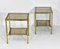 Vintage Brass & Glass Two Tiered Side Tables, 1970s, Set of 2 5