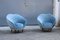 Blue Velvet Lounge Chairs by Federico Munari, 1950s, Set of 2 5