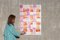 Gemälde von Pink und Orange Brushstroke Grid, Acryl auf Papier, 2021 3