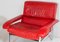 Mid-Century Pieff Gamma Red Leather Tubular Chrome Suite with Swivel Chairs, Armchairs and Footstool, Set of 5 9