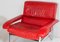 Mid-Century Pieff Gamma Red Leather Tubular Chrome Suite with Swivel Chairs, Armchairs and Footstool, Set of 5, Image 9