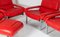 Mid-Century Pieff Gamma Red Leather Tubular Chrome Suite with Swivel Chairs, Armchairs and Footstool, Set of 5 31