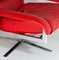 Mid-Century Pieff Gamma Red Leather Tubular Chrome Suite with Swivel Chairs, Armchairs and Footstool, Set of 5 24