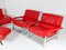 Mid-Century Pieff Gamma Red Leather Tubular Chrome Suite with Swivel Chairs, Armchairs and Footstool, Set of 5 4